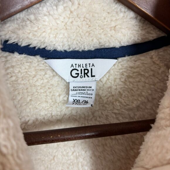 Athlete Girl So Snug Sherpa Cream 1/2 Zip Fleece Pullover Sweater Girls XXL - Picture 3 of 7